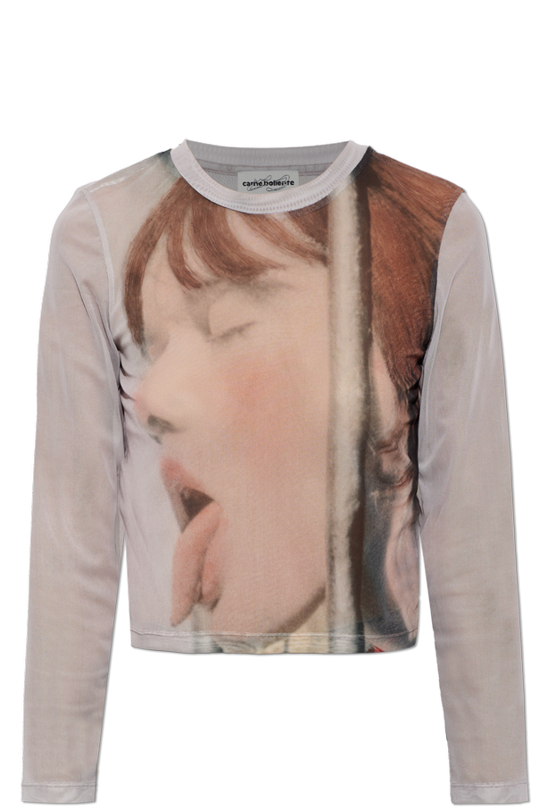 Transparent top with print od CARNE BOLLENTE