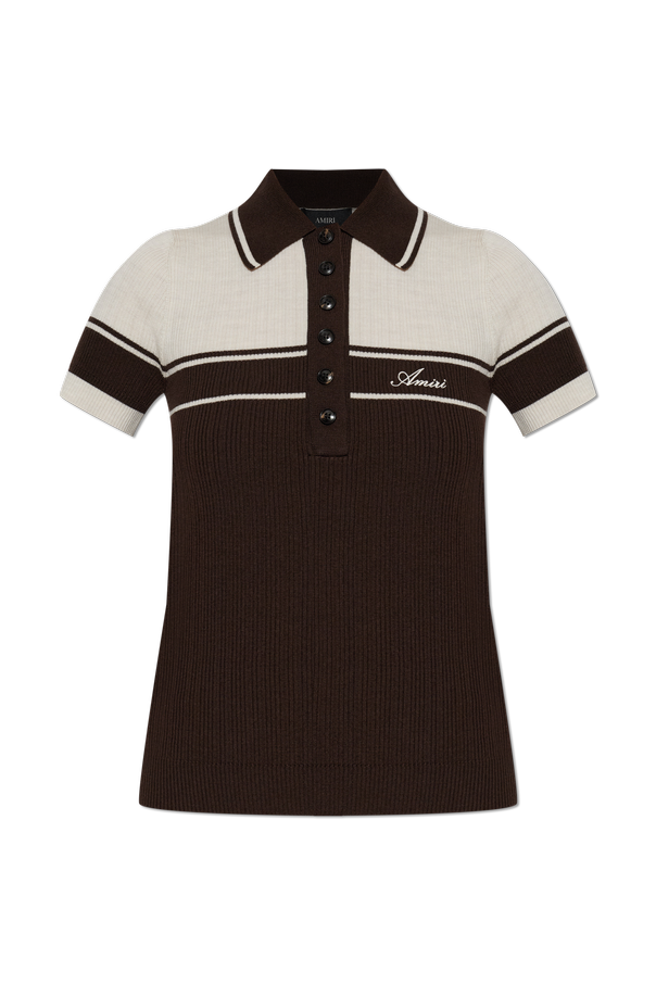 Wool polo shirt with embroidered logo od Amiri