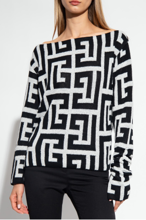 Balmain Monogrammed asymetric sweater
