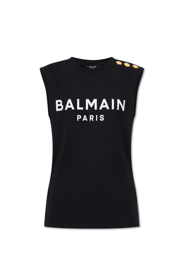 Balmain T-shirt bez rękawów z logo