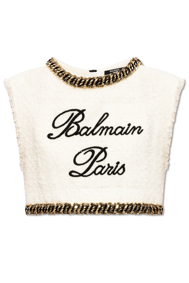 Cropped tweed top od Balmain