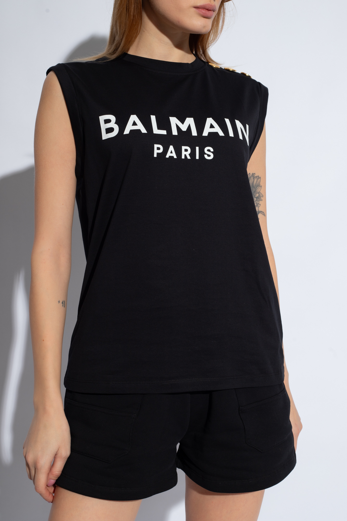 balmain double-breasted Sleeveless T-shirt with logo