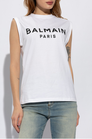 Balmain T-shirt bez rękawów z logo
