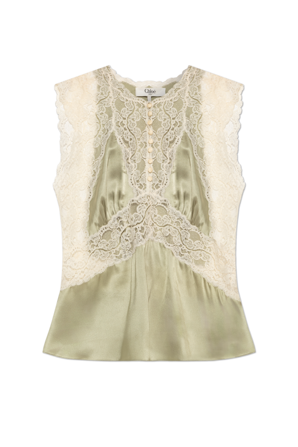 Silk top with lace inserts od Chloé