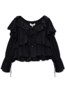 Chloé BLACK Floral pattern top with ruffles