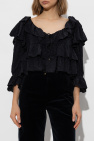 Chloé BLACK Floral pattern top with ruffles