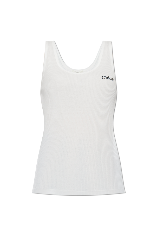 Ribbed top with embroidered logo od Chloé