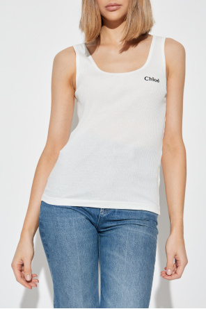 Chloé Top de canalé con logo bordado