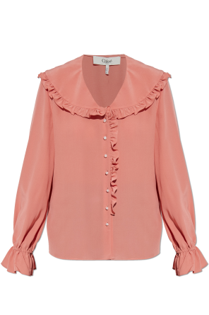 Seidenbluse mit Rüschen