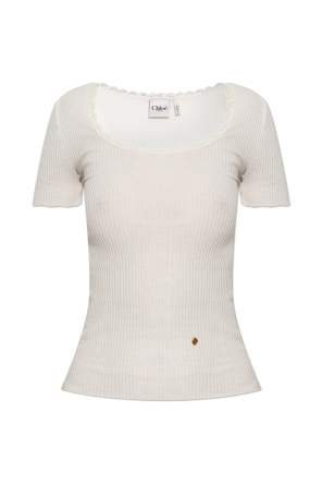 Top de canalé de corte ajustado