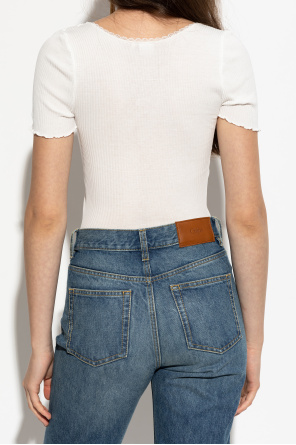 Chloé Top de canalé de corte ajustado