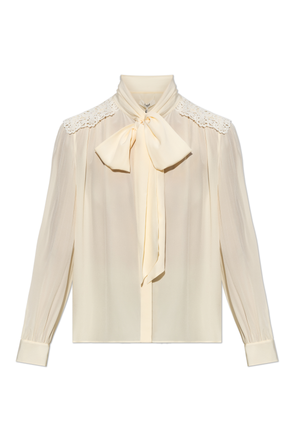 Silk shirt with lace insert on the shoulders od Chloé