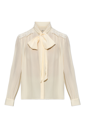 Silk shirt with lace insert on the shoulders