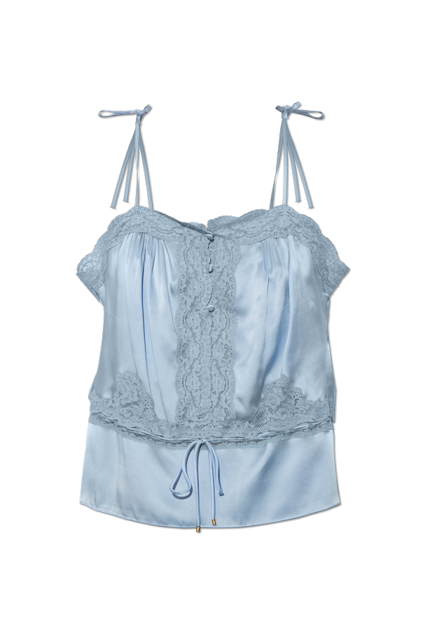 Silk camisole top with lace inserts od Chloé