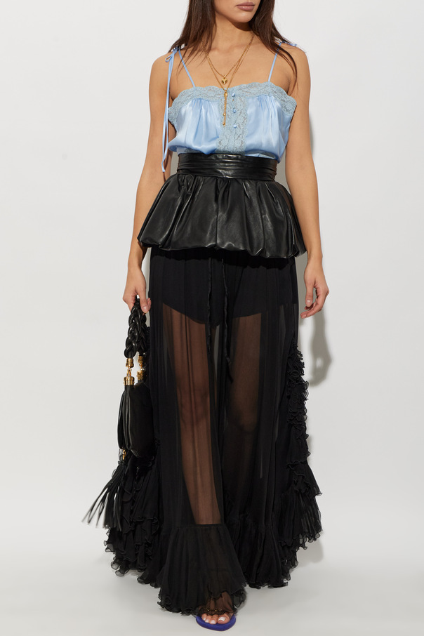 Chloé Top lencero de seda con inserciones de encaje