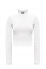 Nike WHITE Ribbed turtleneck top with logo
