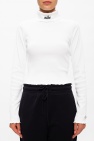 Nike WHITE Ribbed turtleneck top with logo