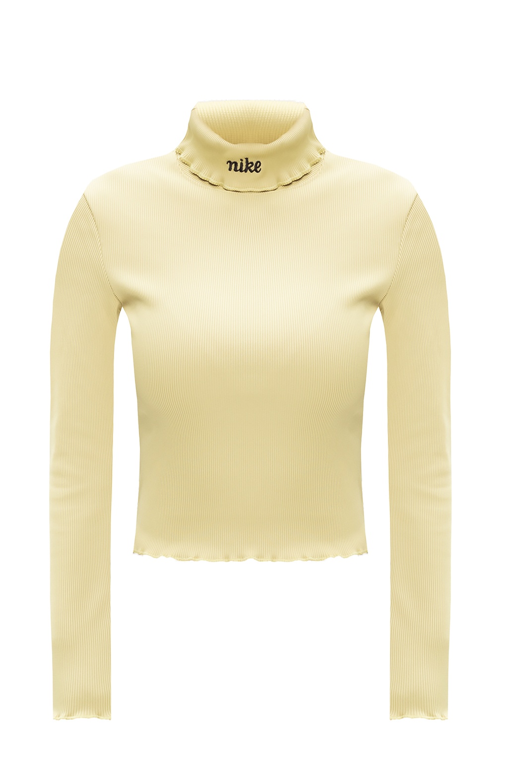 nike air ribbed high neck light beige long sleeve top