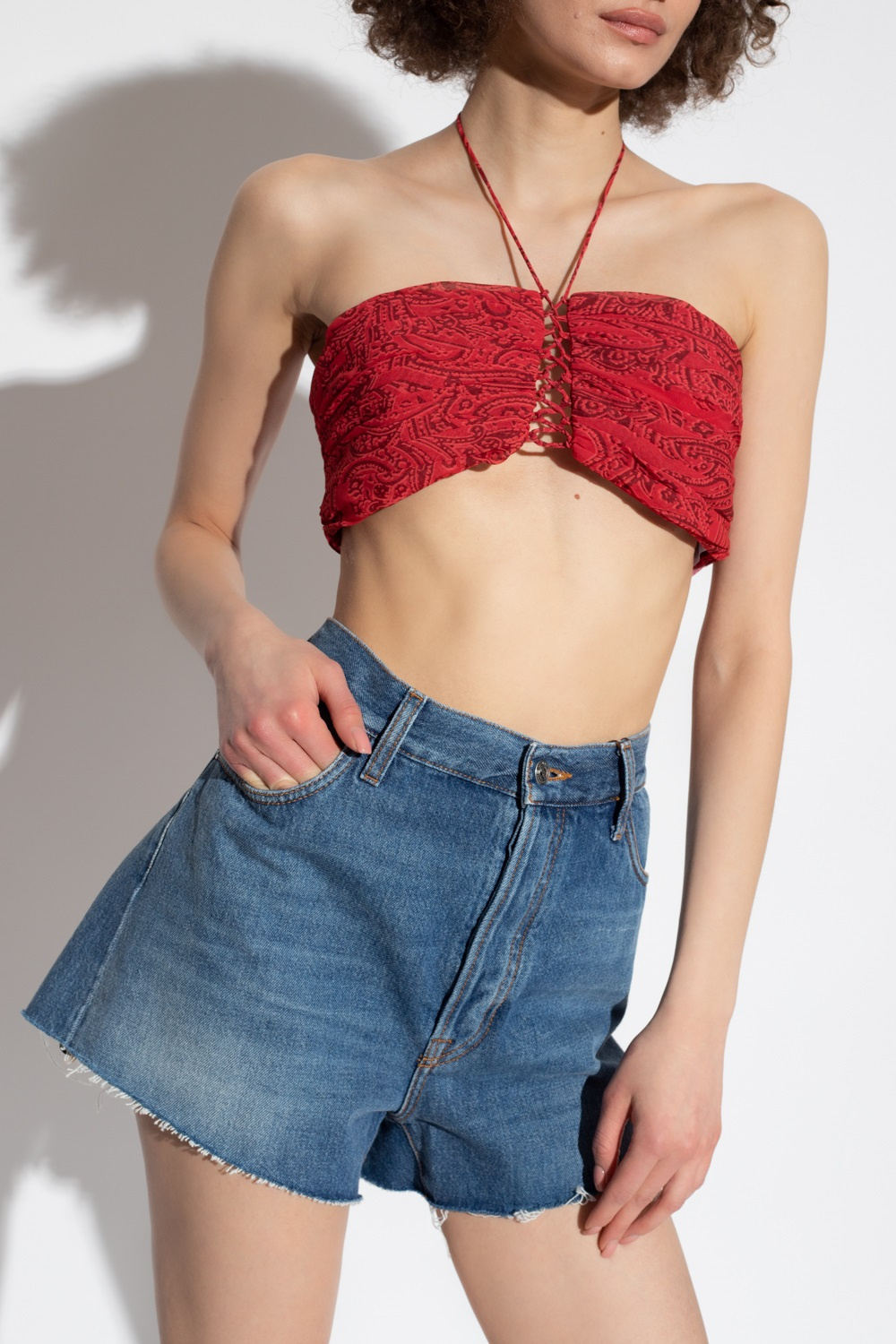 Etro Lace-up cropped top