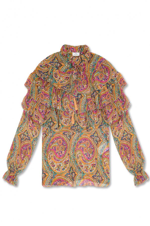 Etro Silk shirt pointed with ruffles