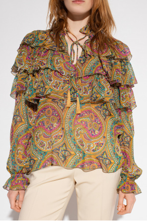 Etro Silk shirt pointed with ruffles