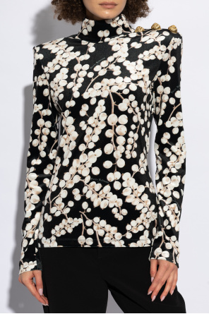 Balmain Velvet top with stand-up collar