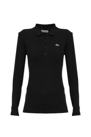 Ribbed long-sleeve polo