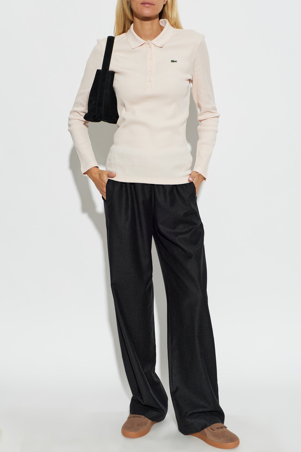 Lacoste Geripptes Langarm-Poloshirt