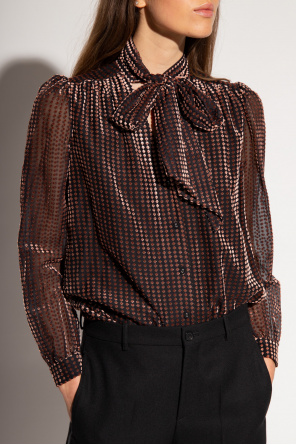Diane Von Furstenberg ‘Harvey’ shirt peacock with tie neck