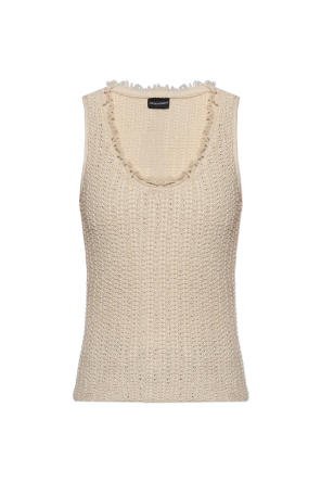 Top with a raw-finished neckline
