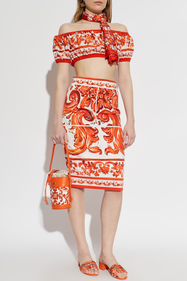Dolce & Gabbana Top curto com estampado "Majolica"