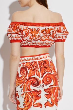 Dolce & Gabbana Top curto com estampado "Majolica"