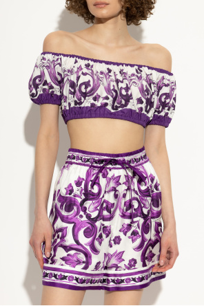 Dolce & Gabbana Kurzes Top mit Aufdruck „Majolica“