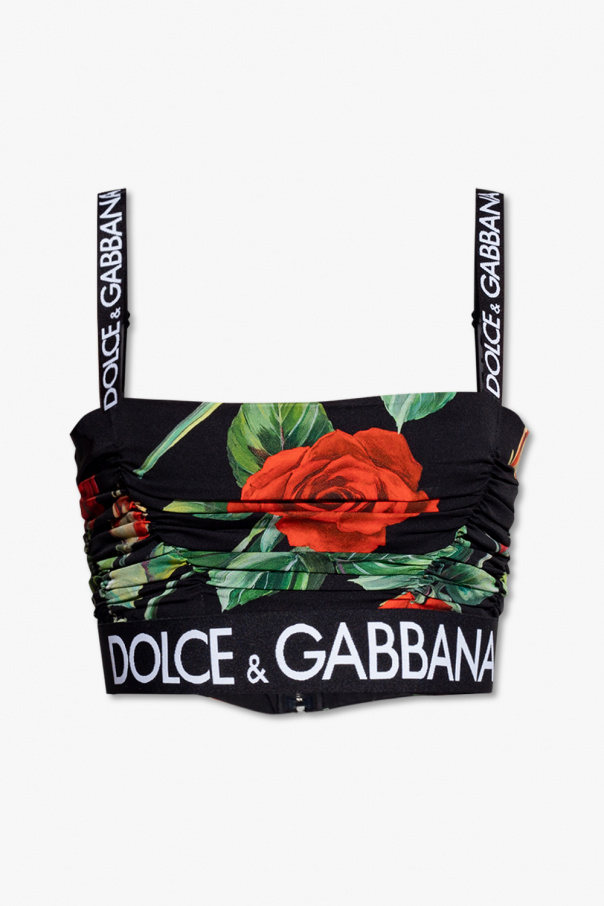 DOLCE & GABBANA COAT WITH NOTCHED LAPELS Floral crop top