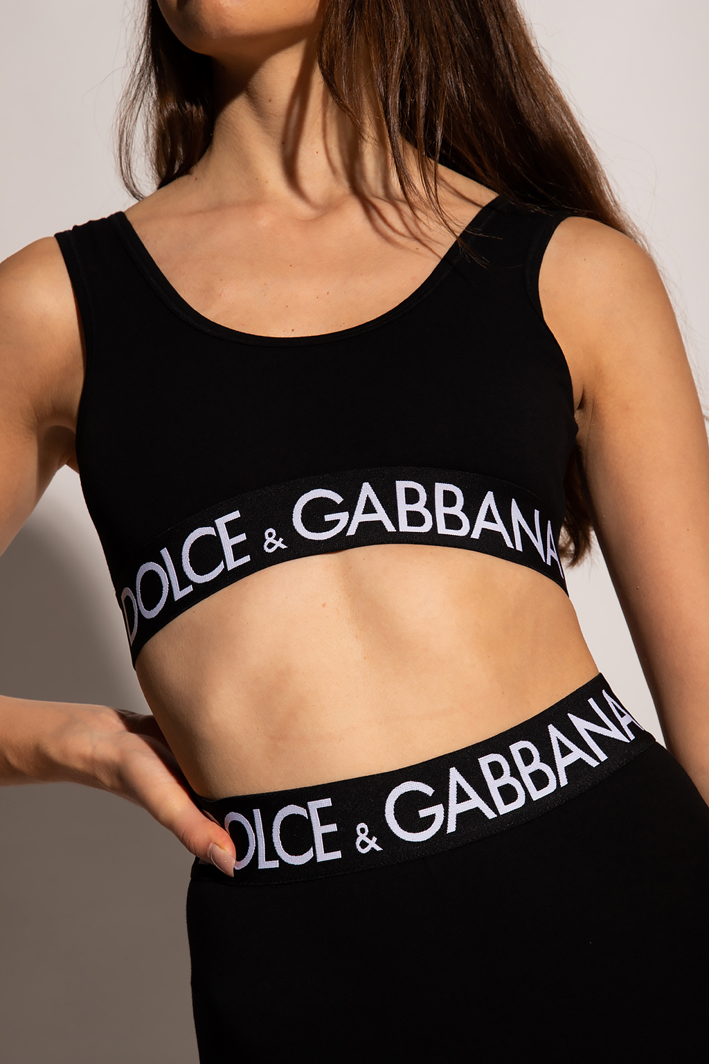 Dolce & Gabbana Logo Embroidery Bra In Black