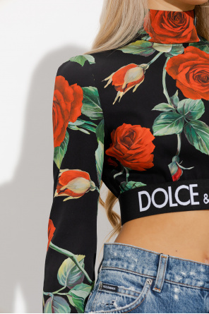 DOLCE & GABBANA BRA WITH LOGO High neck crop top