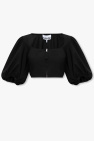 Ganni Cropped top with puff sleeves