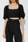 Ganni Cropped top with puff sleeves