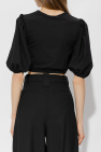 Ganni Cropped top with puff sleeves