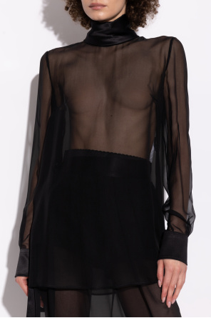 Dolce & Gabbana Transparent top with stand-up collar