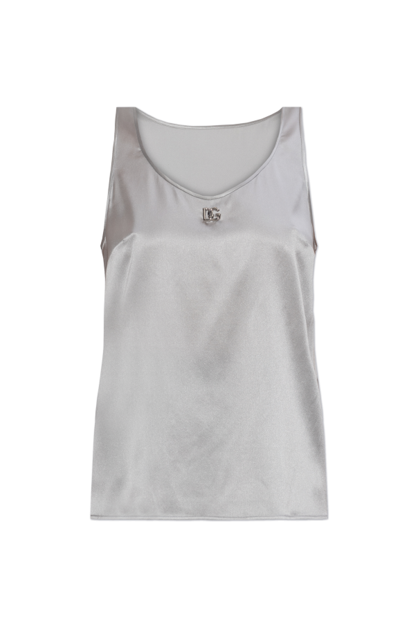 Silk top with logo-shaped applique, zdjęcie 1 Silk top with logo-shaped applique od Dolce & Gabbana