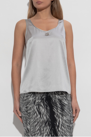 Dolce & Gabbana Top de seda con aplique en forma de logo