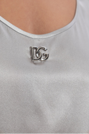 Dolce & Gabbana Top de seda con aplique en forma de logo