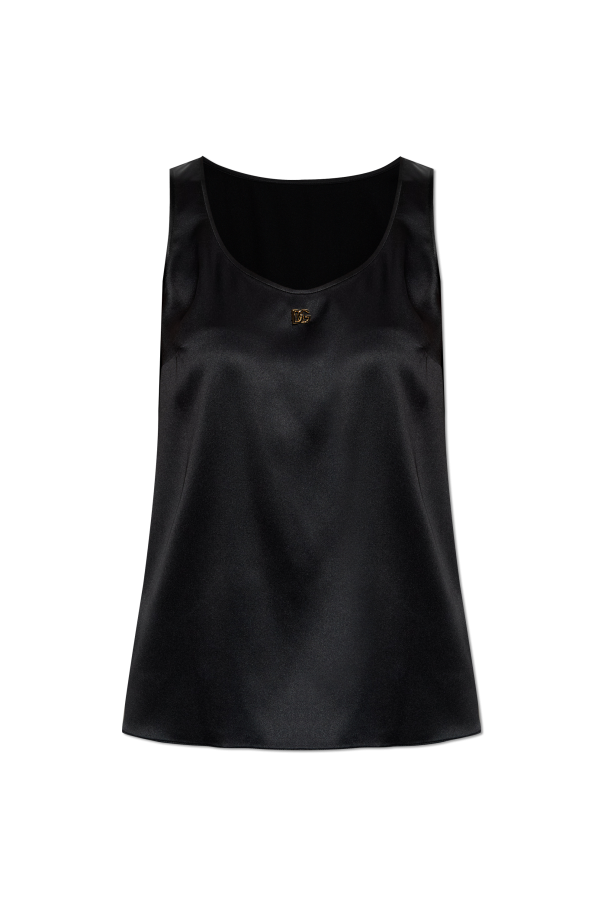Silk top with logo-shaped appliqué od Dolce & Gabbana