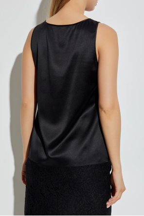 Dolce & Gabbana Silk top with logo-shaped appliqué