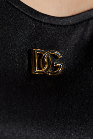 Dolce & Gabbana Silk top with logo-shaped appliqué