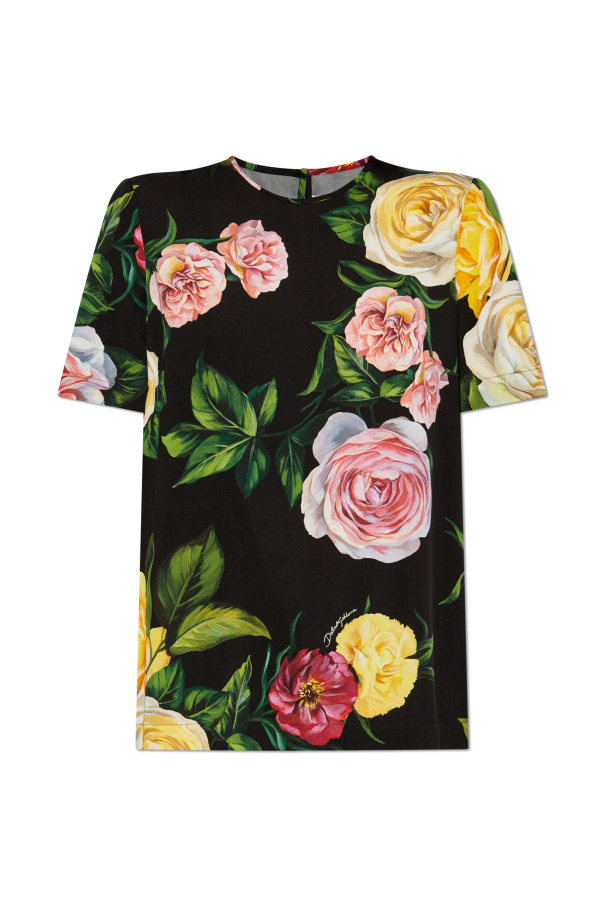 Silk top with floral motif, zdjęcie 1 Silk top with floral motif od Dolce & Gabbana