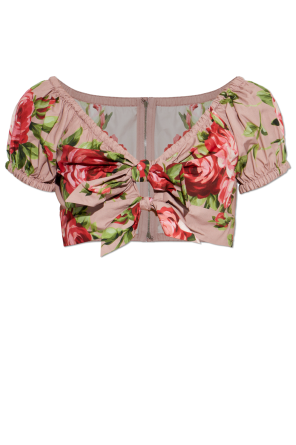 Short top with floral motif