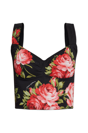 Short top with floral motif