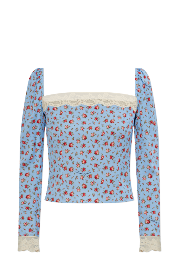 Dolce & Gabbana Silk top with lace trim